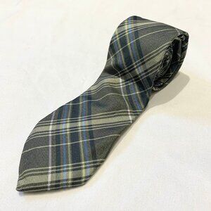 Joseph Abboud Plaid Green Blue 100% Silk Tie